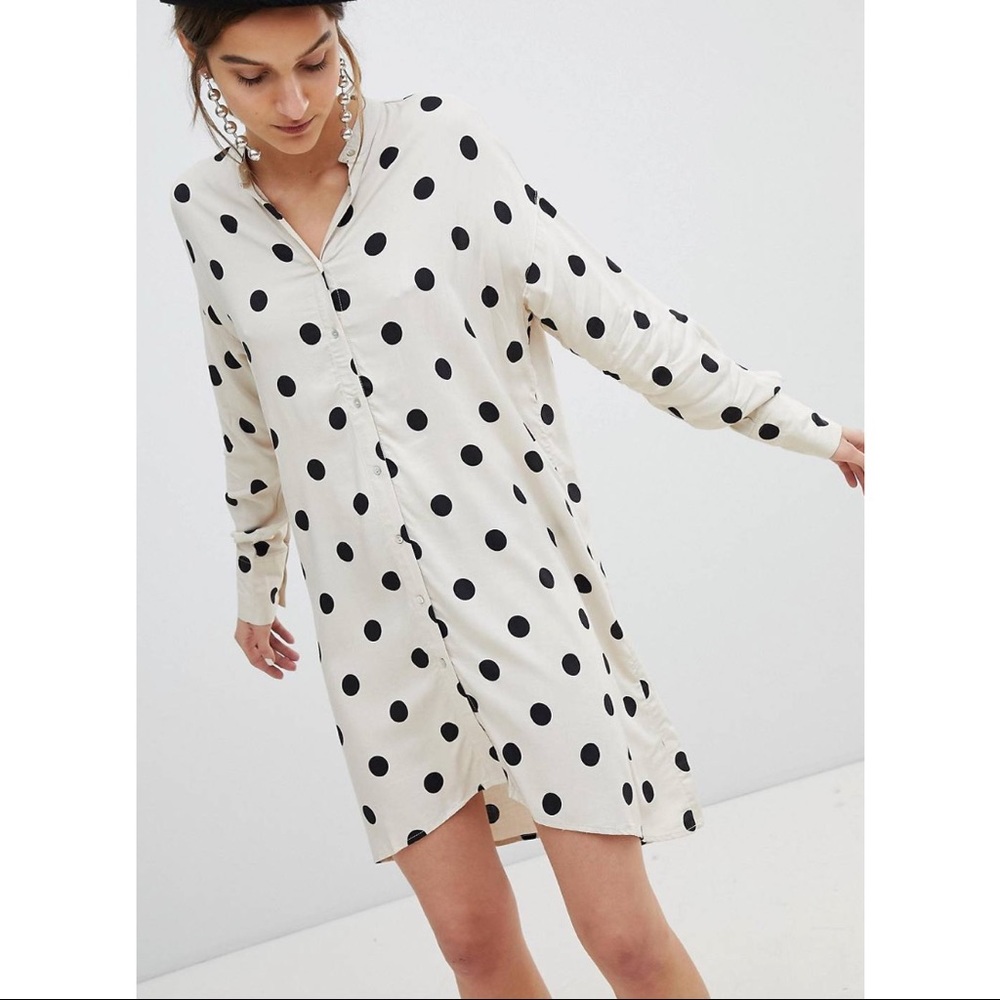 POLKA DOT OVERSIZED SHIRT DRESS